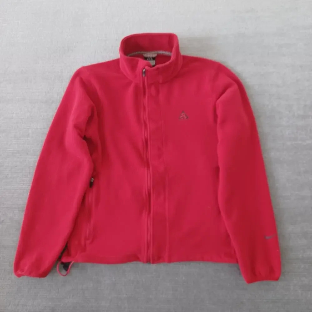 Nike ACG Fleece‎ Sweater Mens Small Red Full Zip Mock Neck NikeFit Therma